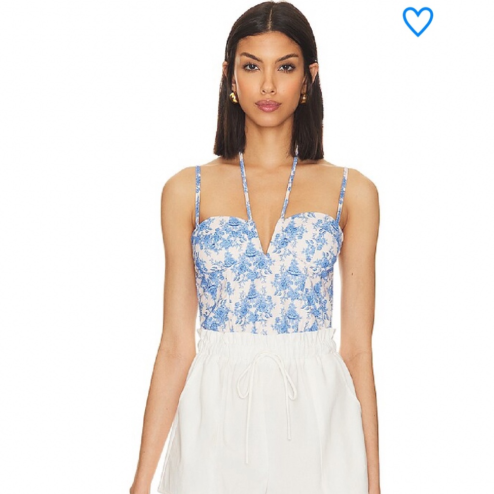 Superdown Alexandria Corset Top - Blue Multi
